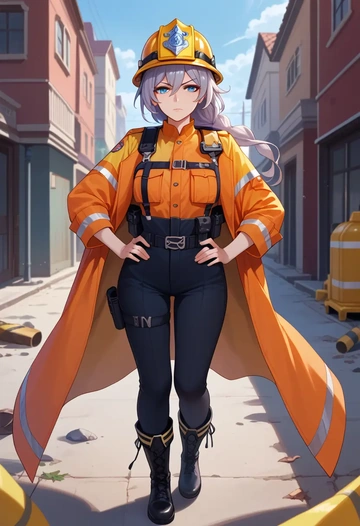 honkai_(series),kiana_kaslana,firefighter  - AI generated anime art