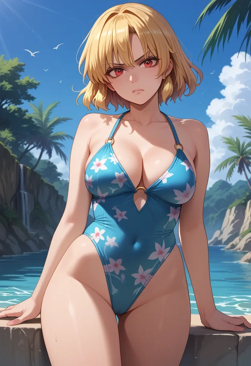 touhou,kicchou_yachie,swimsuit,floral print  - 