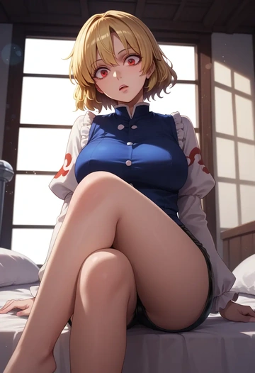 touhou,kicchou_yachie,leather,shorts  - AI generated anime art