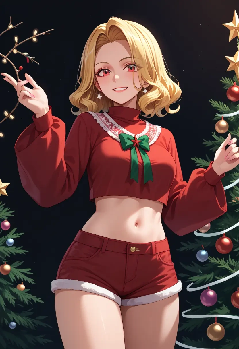 touhou,kicchou_yachie,Christmas,red velvet shorts  - 