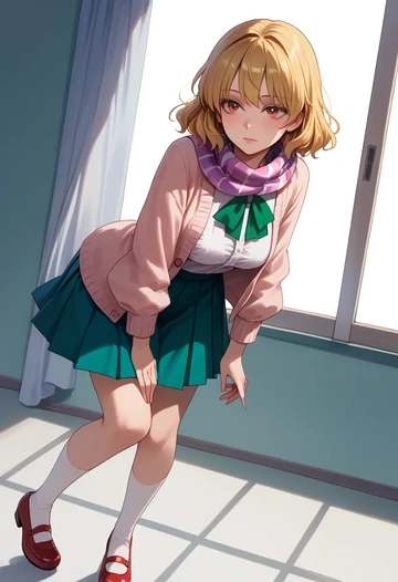 touhou,kicchou_yachie,spring,student uniform,light cardigan  - AI generated anime art