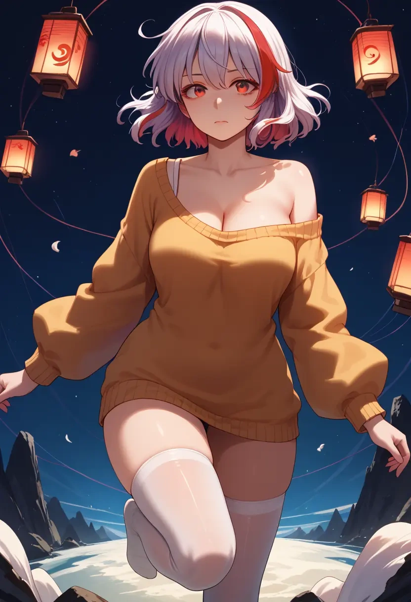 touhou,kijin_seija,off-shoulder,sweater  - 