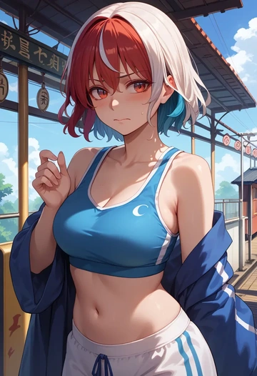 touhou,kijin_seija,sports crop,high-waisted shorts  - AI generated anime art