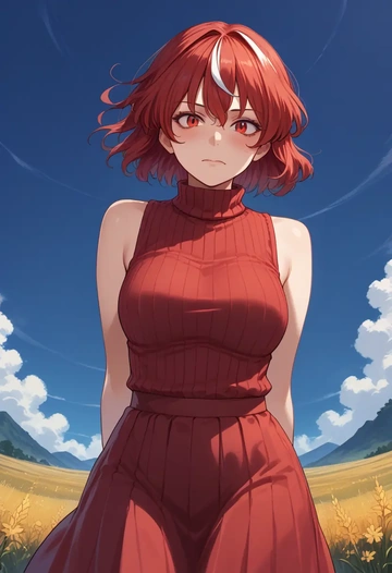 touhou,kijin_seija,turtleneck,knit,maxi skirt  - AI generated anime art