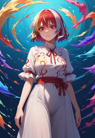 touhou,kijin_seija,paint-splatter blouse,dolphin shorts  - AI generated anime art