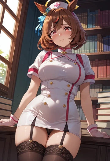 umamusume,king_halo_(umamusume),nurse pantyhose,mini skirt, sexy  - AI generated anime art