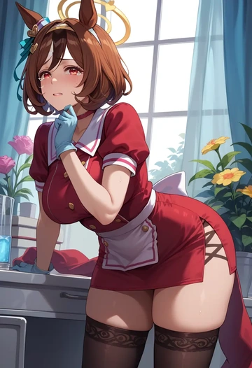 umamusume,king_halo_(umamusume),nurse pantyhose,mini skirt, sexy  - AI generated anime art