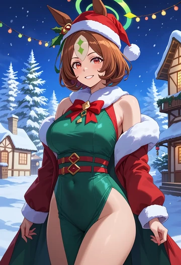 umamusume,king_halo_(umamusume),Christmas,dress  - AI generated anime art