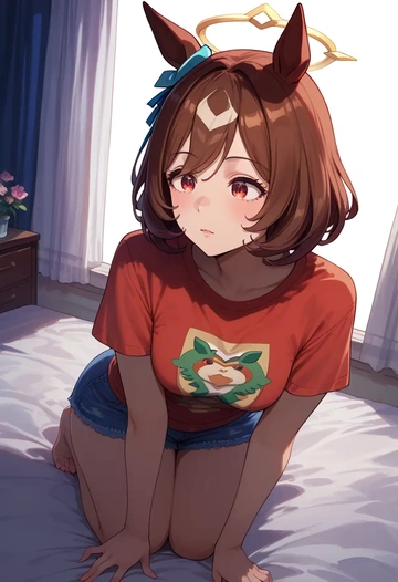 umamusume,king_halo_(umamusume),pop art shirt,dolphin shorts  - AI generated anime art