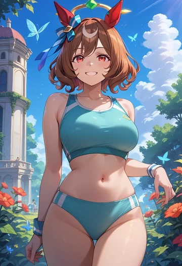 umamusume,king_halo_(umamusume),tankini top,board shorts  - AI generated anime art