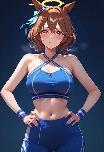 umamusume,king_halo_(umamusume),halter top,track pants  - AI generated anime art