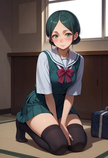 kino_no_tabi,kino_(kino_no_tabi),jk uniform, stockings  - AI generated anime art