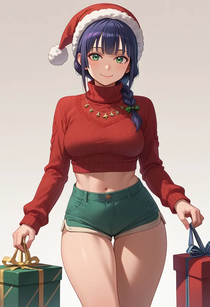 kino_no_tabi,kino_(kino_no_tabi),Christmas,red velvet shorts,turtleneck sweater  - 