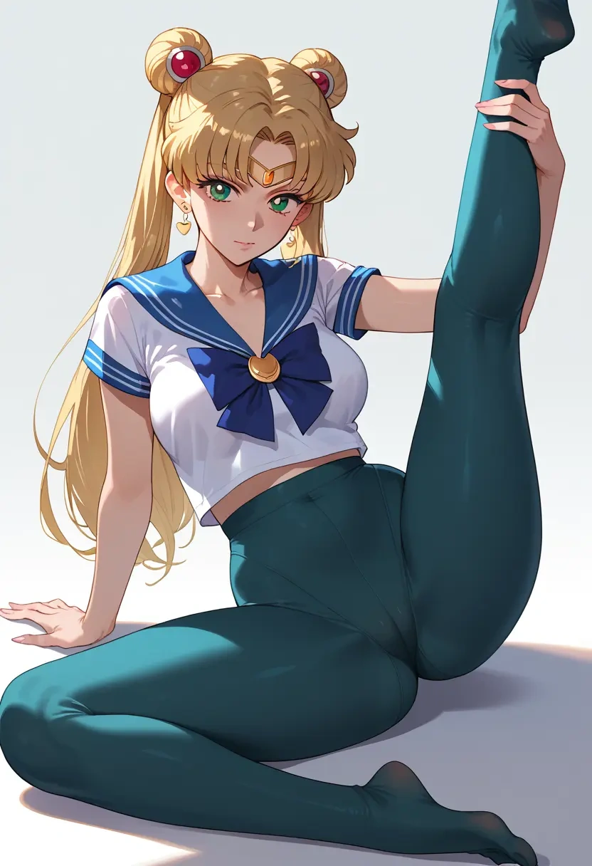 bishoujo_senshi_sailor_moon,kino_makoto,yoga, leggings,spread legs,one leg up,sexy  - 