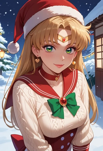 bishoujo_senshi_sailor_moon,kino_makoto,Christmas,sweater dress,stockings  - AI generated anime art