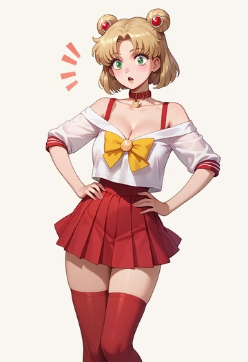 bishoujo_senshi_sailor_moon,kino_makoto,collar,oversized,Thigh garters  - AI generated anime art