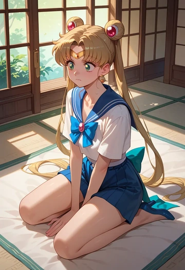 bishoujo_senshi_sailor_moon,kino_makoto,graphic tee,shorts,sneakers  - AI generated anime art