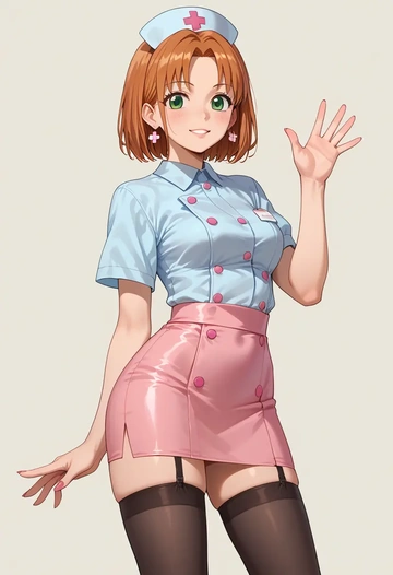 cardcaptor_sakura,kinomoto_sakura,nurse pantyhose,mini skirt, sexy  - AI generated anime art