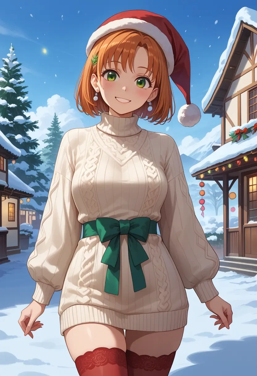 cardcaptor_sakura,kinomoto_sakura,Christmas,sweater dress,stockings  - 