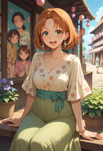 cardcaptor_sakura,kinomoto_sakura,floral graffiti blouse,dolphin shorts  - AI generated anime art