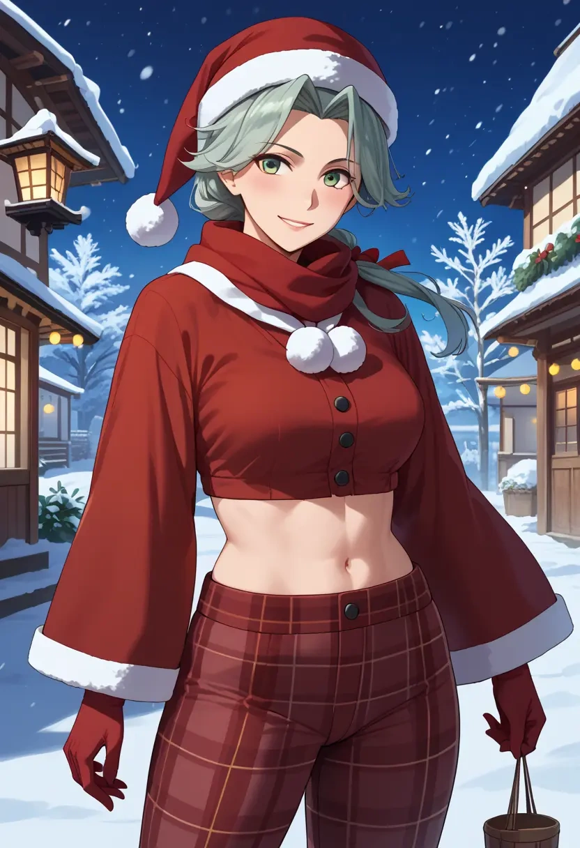 kantai_collection,kinugasa_(kancolle),Christmas,plaid trousers  - 