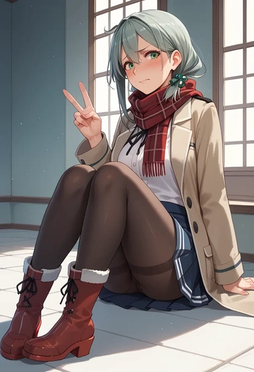 kantai_collection,kinugasa_(kancolle),winter,student uniform,fur-trimmed coat  - AI generated anime art