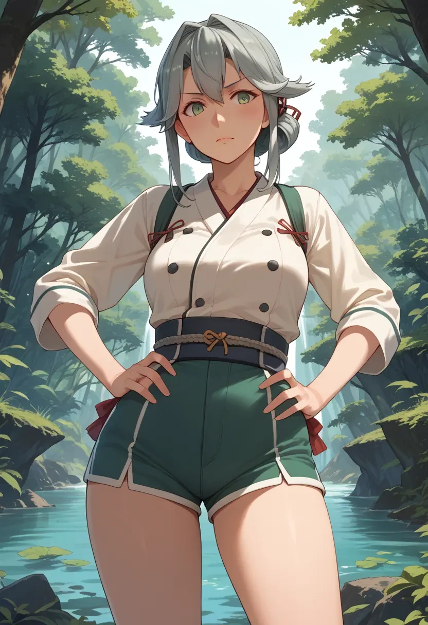 kantai_collection,kinugasa_(kancolle),jogger shorts,oversized tank  - 