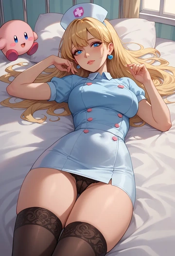 kirby_(series),kirby,nurse pantyhose,mini skirt, sexy  - AI generated anime art