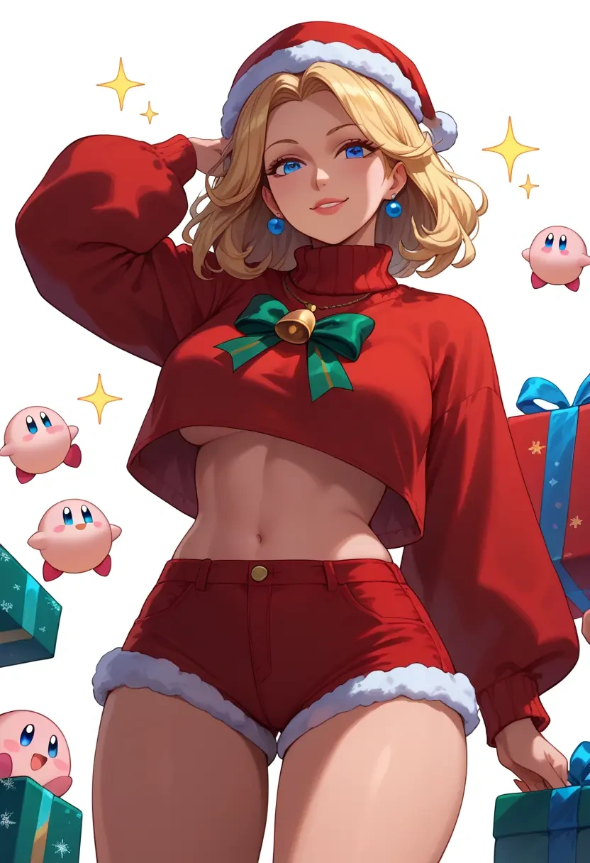 kirby_(series),kirby,Christmas,red velvet shorts,turtleneck sweater  - 