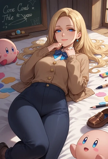 kirby_(series),kirby,teacher, sweater  - AI generated anime art