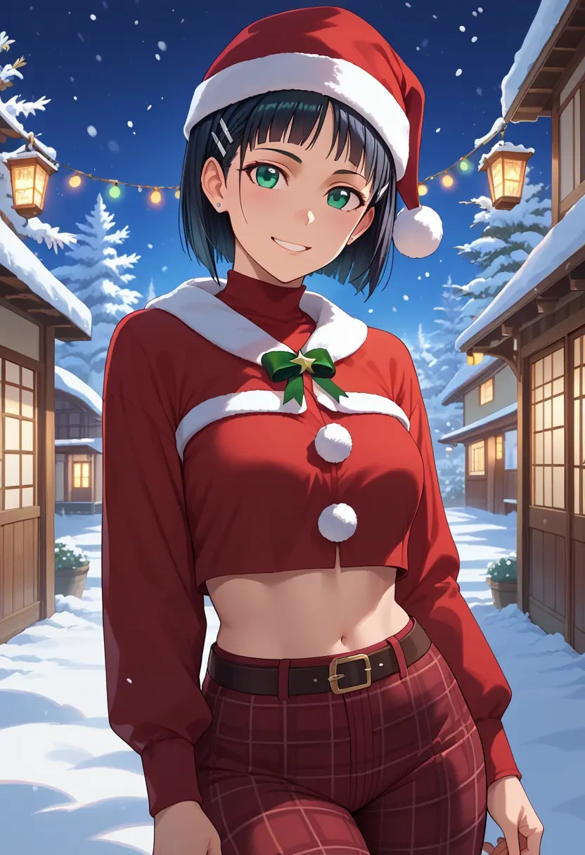 sword_art_online,kirigaya_suguha,Christmas,plaid trousers  - 