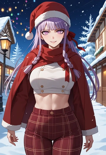 danganronpa_(series),kirigiri_kyoko,Christmas,plaid trousers  - AI generated anime art