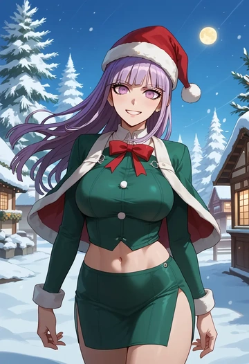 danganronpa_(series),kirigiri_kyoko,Christmas,dress  - AI generated anime art