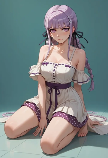 danganronpa_(series),kirigiri_kyoko,silk slip dress,polka dots  - AI generated anime art