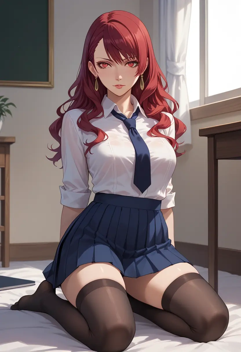 persona,kirijou_mitsuru,jk uniform, stockings  - 