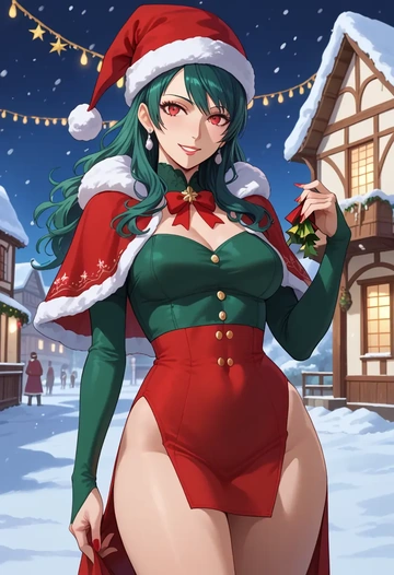 persona,kirijou_mitsuru,Christmas,dress  - AI generated anime art