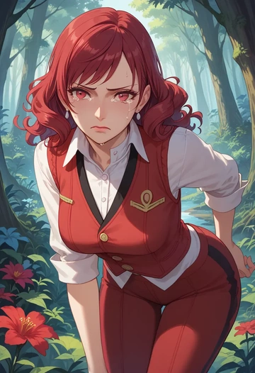 persona,kirijou_mitsuru,vest,quilted,jogger pants  - AI generated anime art