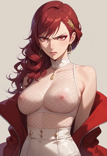 persona,kirijou_mitsuru,sleeveless top,bike shorts  - AI generated anime art