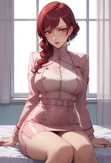 persona,kirijou_mitsuru,bodysuit,mesh,high-waisted skirt  - AI generated anime art