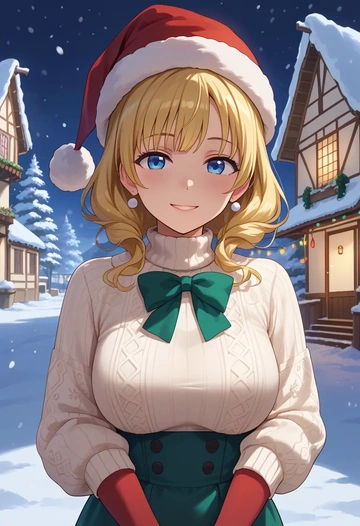 gochuumon_wa_usagi_desu_ka?,kirima_syaro,Christmas,sweater dress,stockings  - AI generated anime art