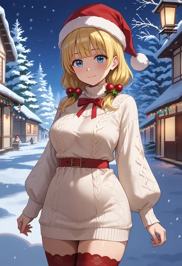 gochuumon_wa_usagi_desu_ka?,kirima_syaro,Christmas,sweater dress,stockings  - AI generated anime art