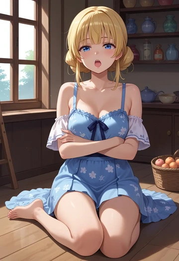 gochuumon_wa_usagi_desu_ka?,kirima_syaro,silk slip dress,floral prints  - AI generated anime art