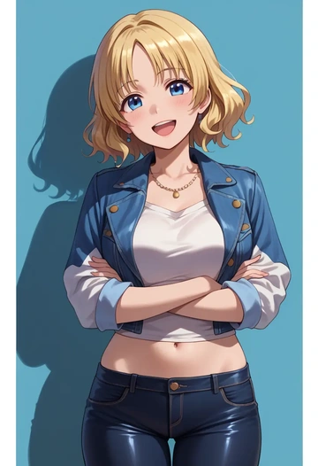 gochuumon_wa_usagi_desu_ka?,kirima_syaro,denim jacket,cropped,leather leggings  - AI generated anime art