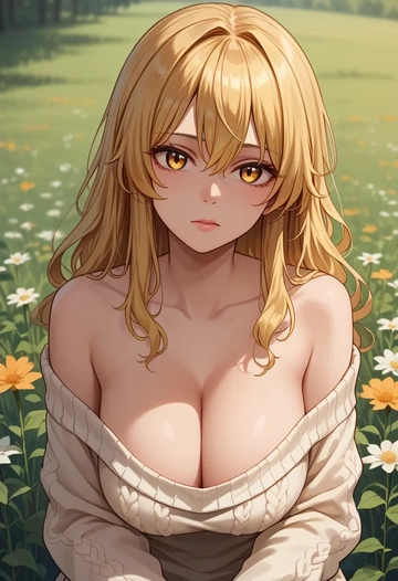 touhou,kirisame_marisa,orange,sweater  - AI generated anime art