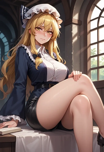 touhou,kirisame_marisa,leather,shorts  - AI generated anime art