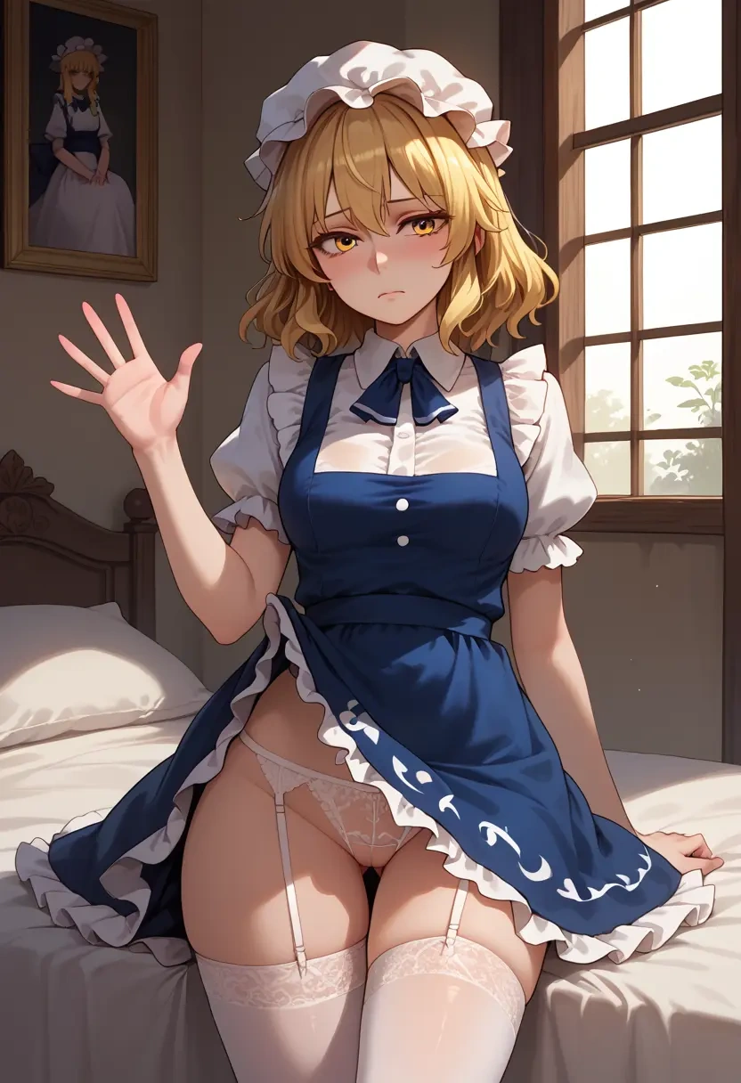 touhou,kirisame_marisa,maid, sexy, stockings,panties  - 