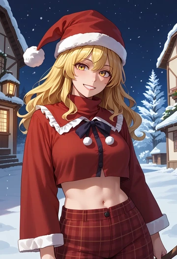 touhou,kirisame_marisa,Christmas,plaid trousers  - AI generated anime art