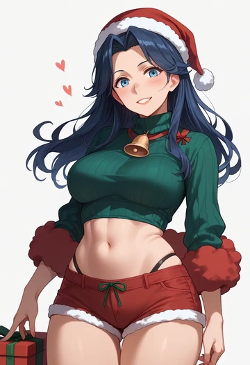 kantai_collection,kirishima_(kancolle),Christmas,red velvet shorts,turtleneck sweater  - AI generated anime art