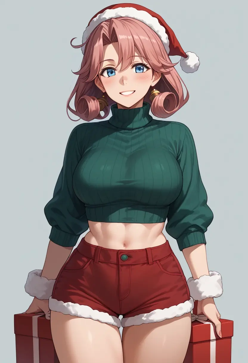 kantai_collection,kirishima_(kancolle),Christmas,red velvet shorts,turtleneck sweater  - 