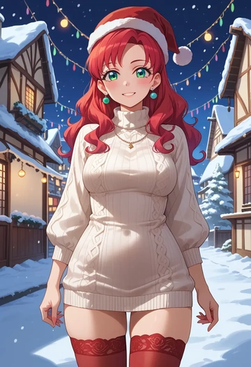 aikatsu!_(series),kiriya_aoi,Christmas,sweater dress,stockings  - AI generated anime art